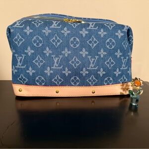 NEW Large Denim Cosmetic Toiletry Bag